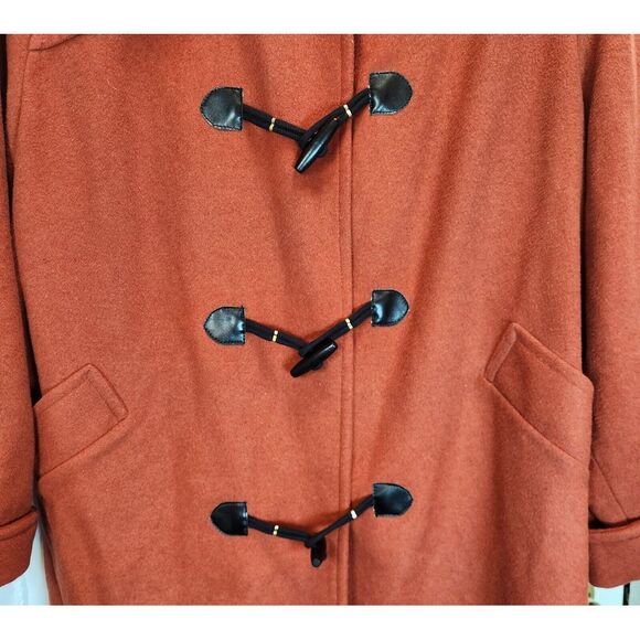 Jessica London Womens Wool Bland Coat Size 30 Orange Hooded Office Academia Fall - Picture 5 of 10